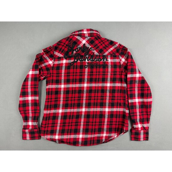 HARLEY DAVIDSON Women's Retro Script Font Flannel Plaid Shirt size M - Picture 2 of 8